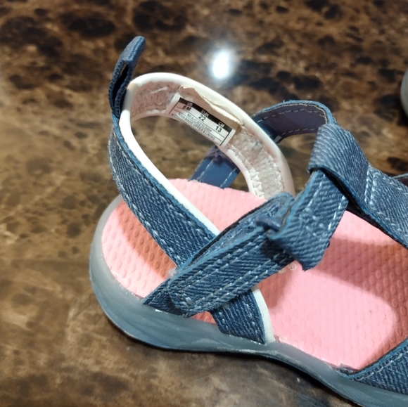 Toddler Girl Shoes Carter's Floral Light Up Sandals size 6 Blue and White - Picture 9 of 9